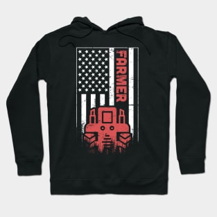 Farmer | Tractor & American Flag Hoodie